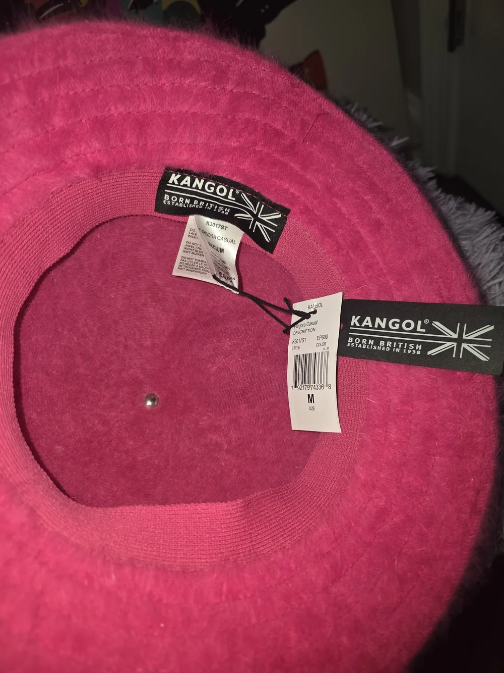 Kangol Women's Fuzzy Pink Bucket Hat